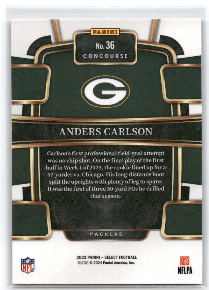 2023 Select Football Anders Carlson #36 card back image