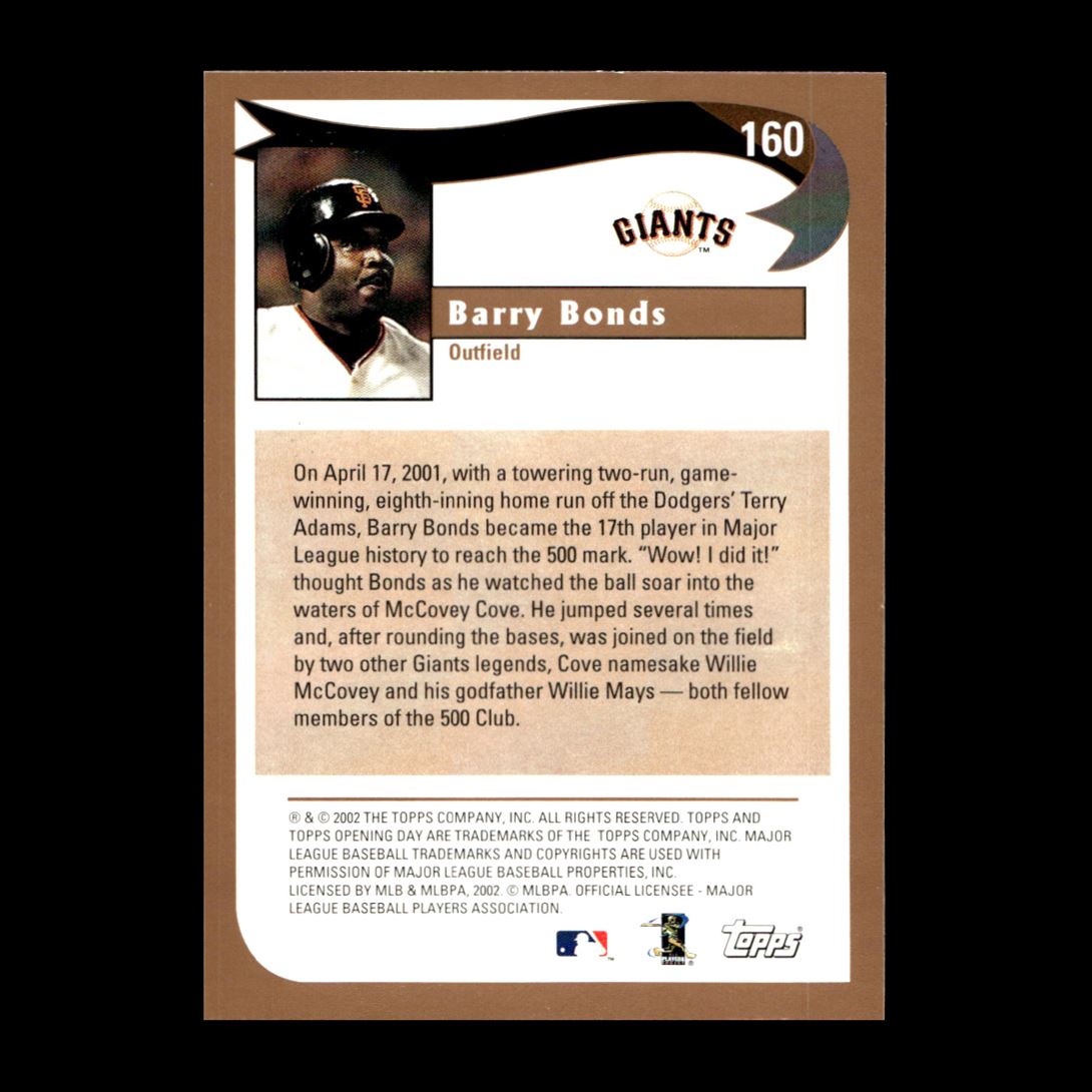Barry Bonds 2002 Topps Opening Day San Francisco Giants #160 R326N