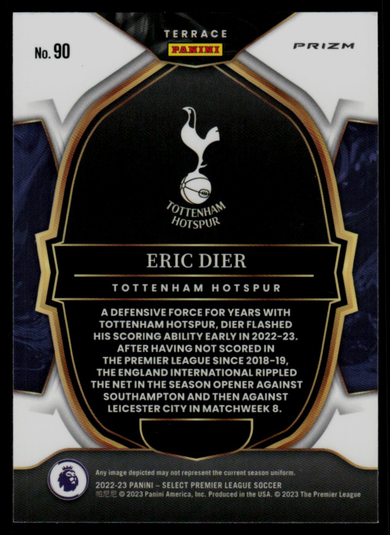 2022 Panini Select Premier League Silver Prizm Eric Dier #90 card back image