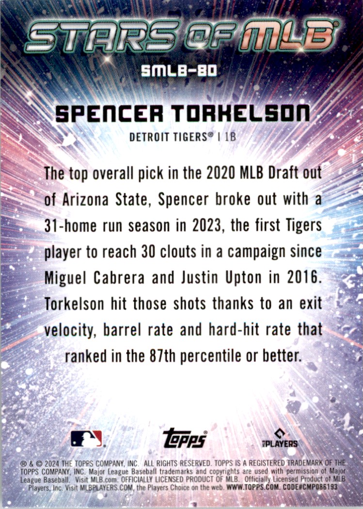 2024 Topps Stars of MLB Spencer Torkelson #SMLB-80 card back image