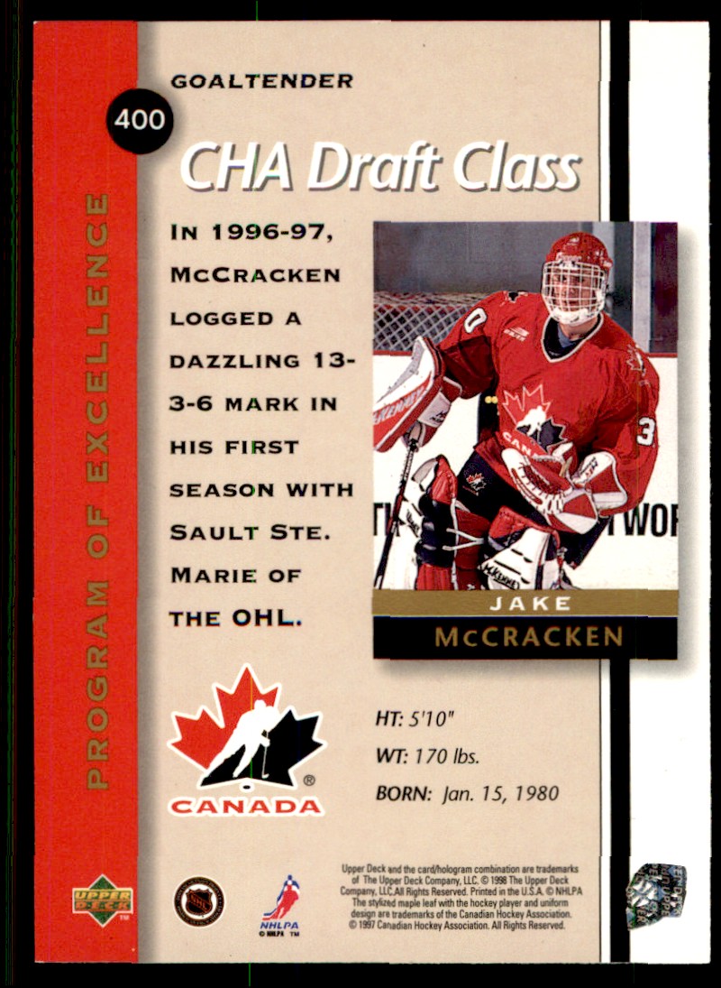 1997-98 Upper Deck Jake McCracken RC Canada #400 | eBay
