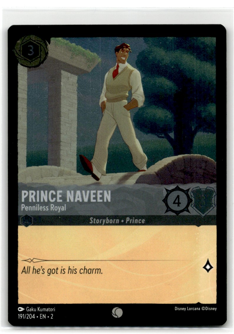 prince naveen lorcana card Prince Naveen - Penniless Royal (191/204)