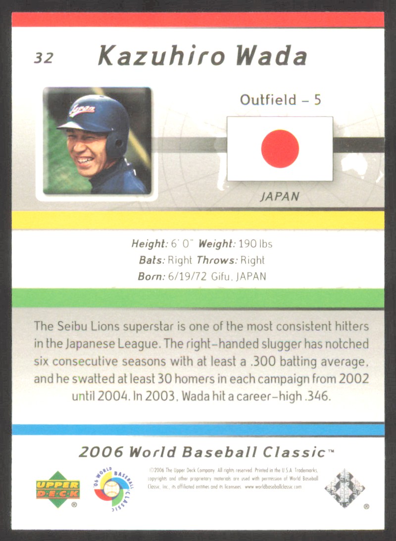 2006 Upper Deck World Baseball Classic Kazuhiro Wada Japan #32 | eBay