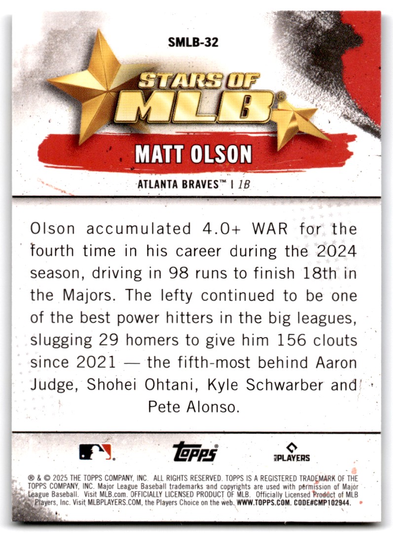2025 Topps Series Two Stars of MLB Matt Olson Atlanta Braves #SMLB