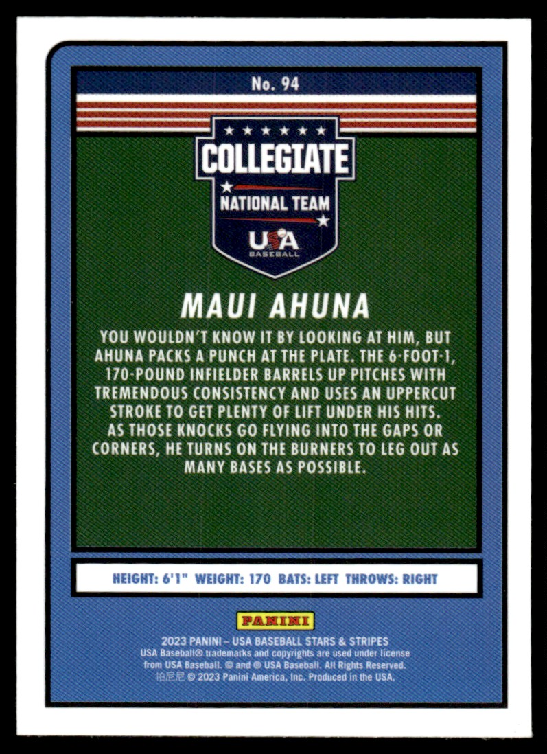 2023 Panini Stars & Stripes Maui Ahuna #94 on Kronozio