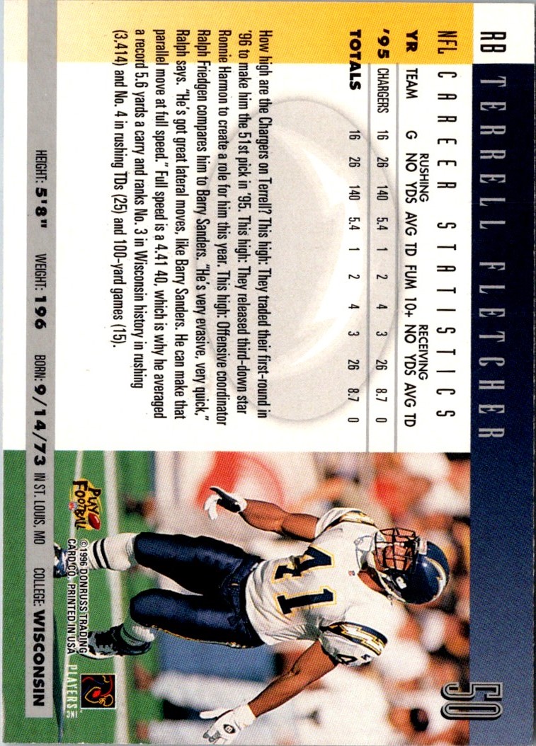 1996 Donruss Terrell Fletcher #50 card back image