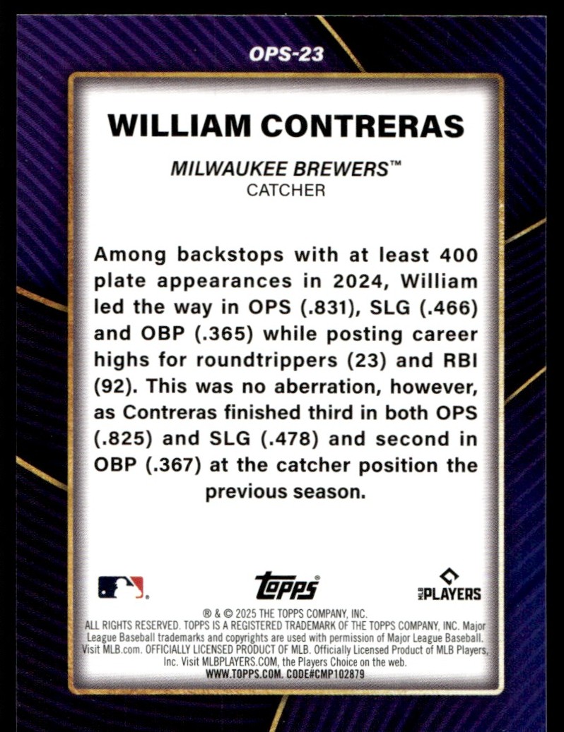 2025 Topps Series 2 William Contreras Milwaukee Brewers #23 OPS