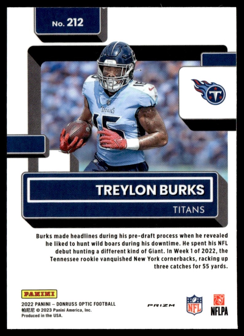 2022 Donruss Optic Rated Rookie Purple Shock Treylon Burks #212