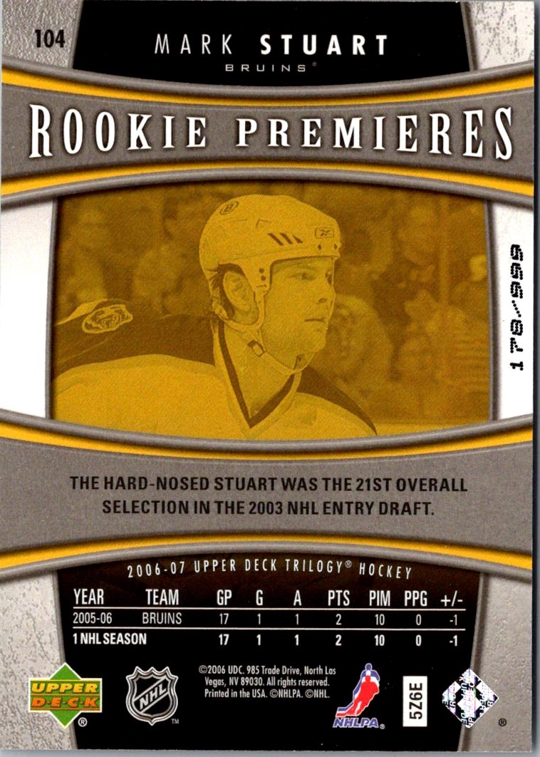 2006-07 Upper Deck Trilogy Mark Stuart #104 card back image