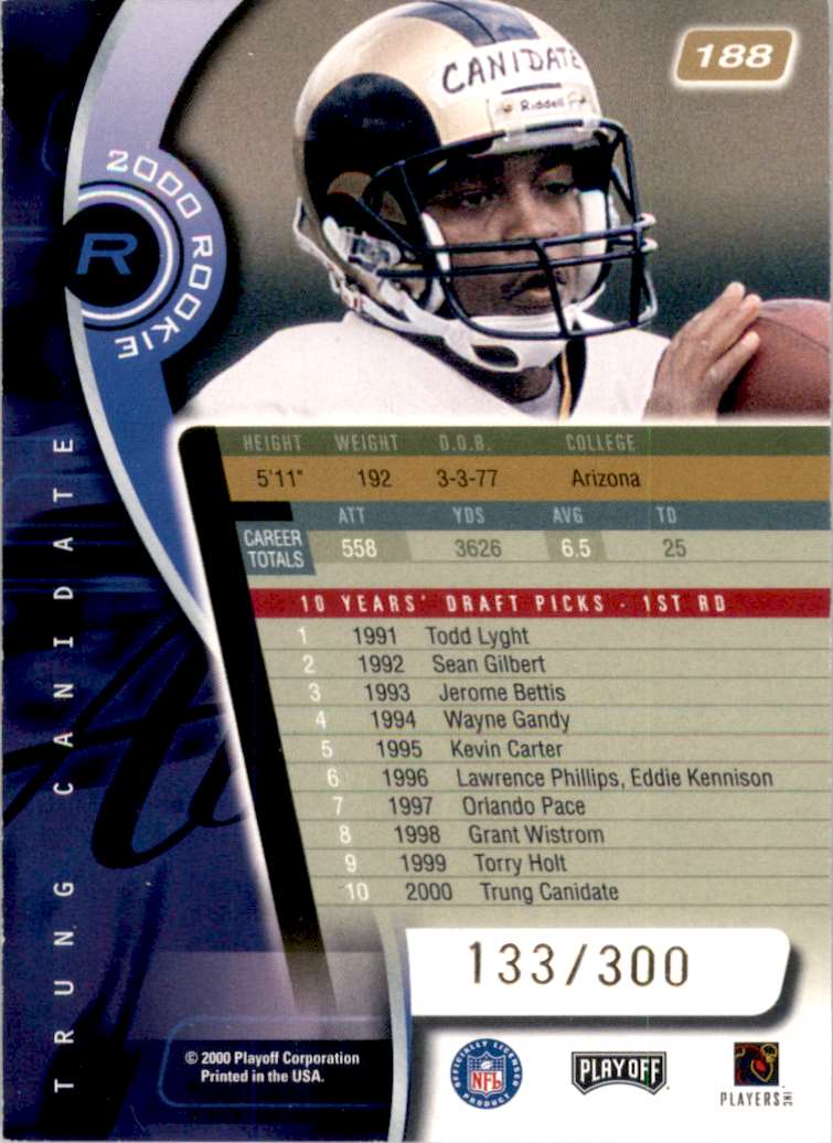 2000 Absolute Coaches Honors Trung Canidate #188 card back image