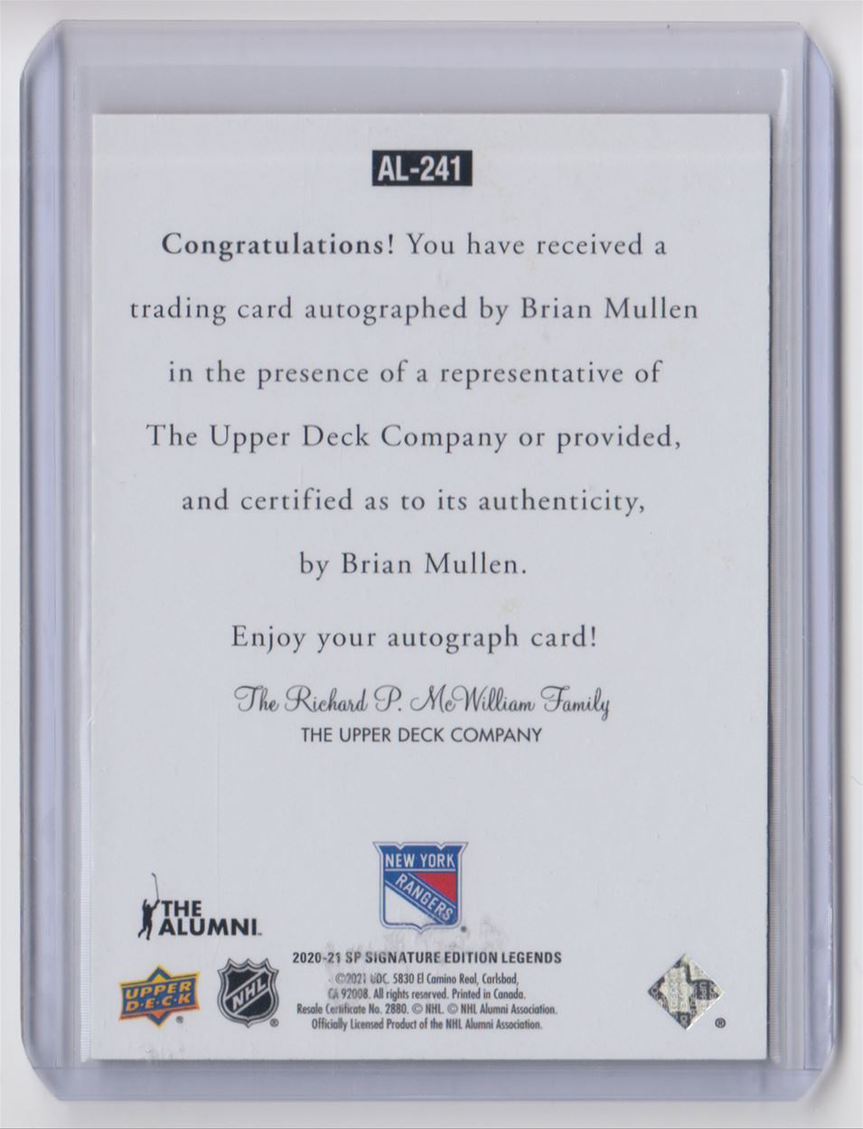 2020-21 UD Ultimate Collection Legends 1997 Signatures Brian 