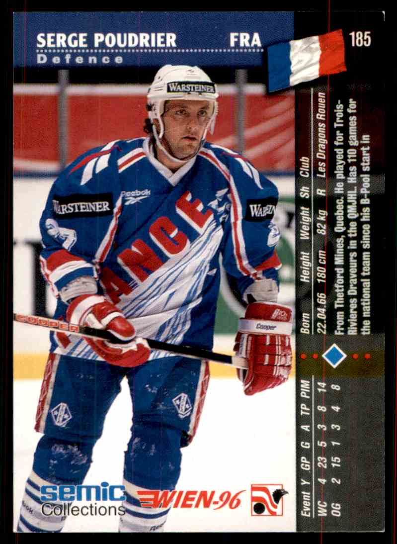 1996-97 Semic Hockey Serge Poudrier #185 card back image