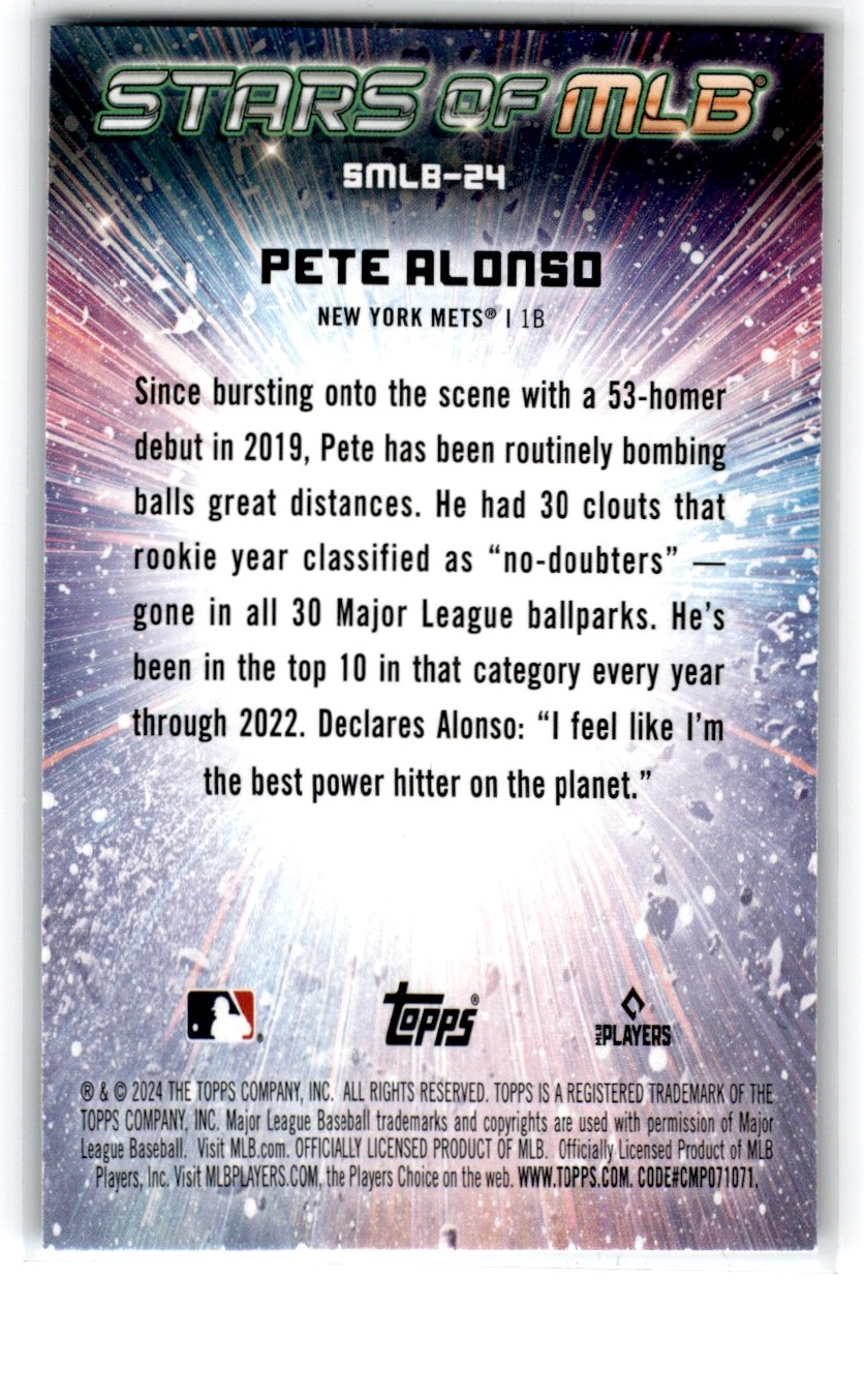 2024 Topps Stars of MLB Pete Alonso #SMLB-24 card back image