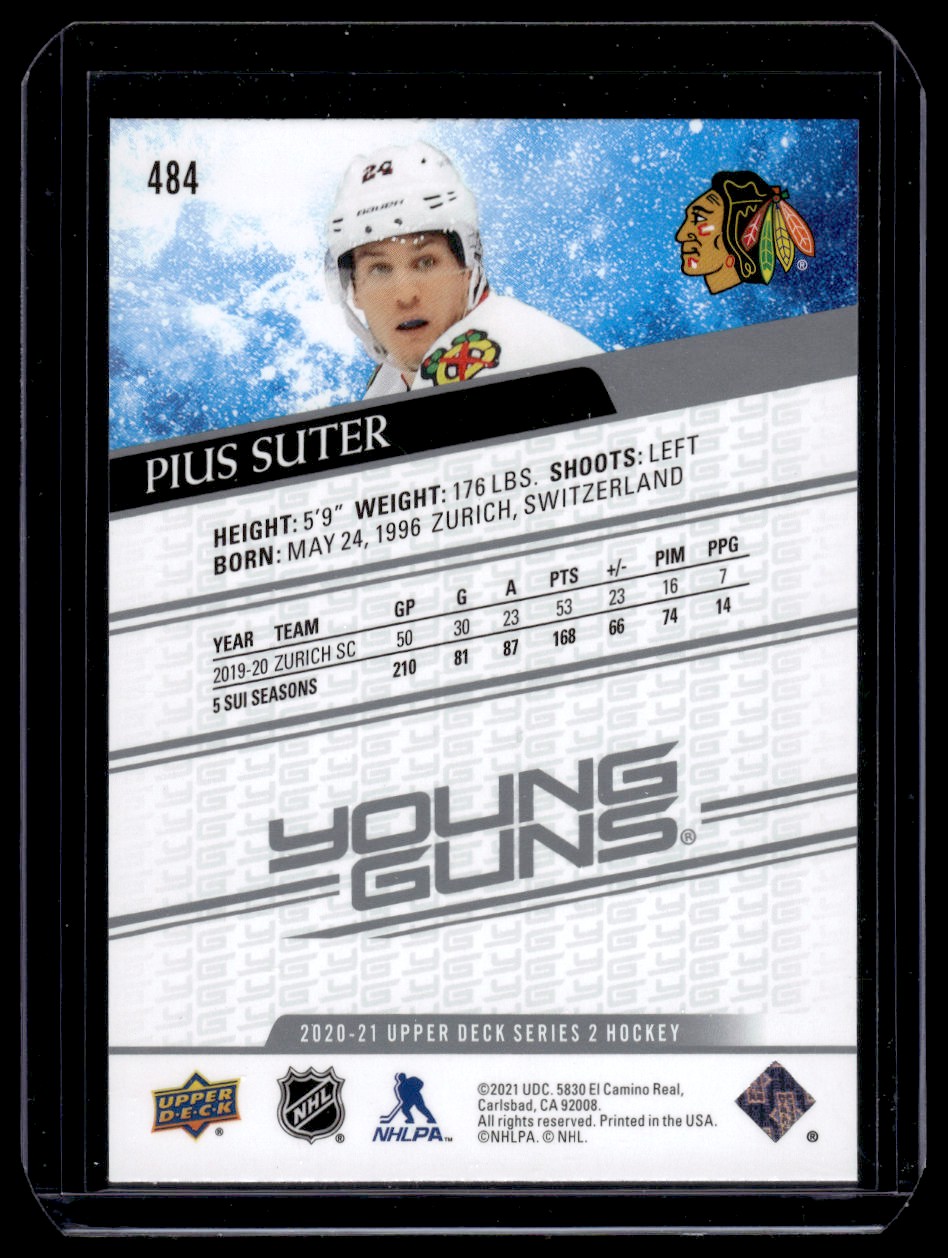 2020-21 Upper Deck Pius Suter #484 card back image