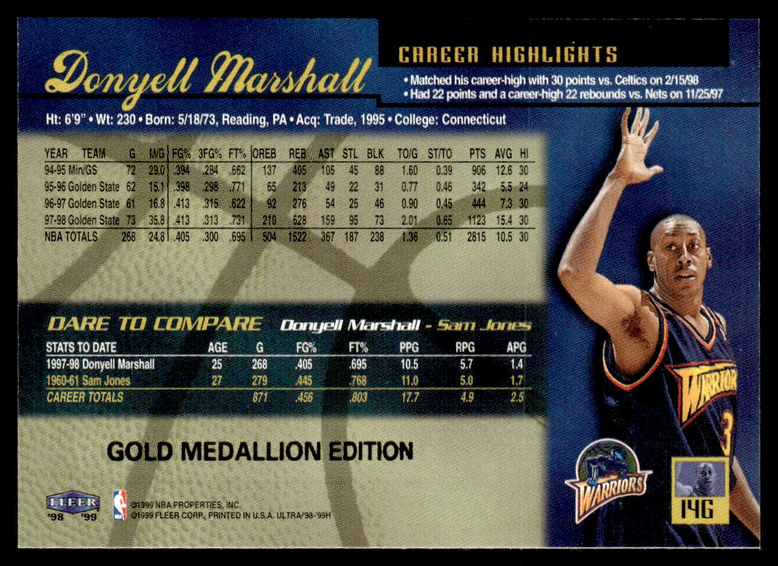 1998-99 Fleer Ultra Gold Medallion Edition Donyell Marshall Golden 