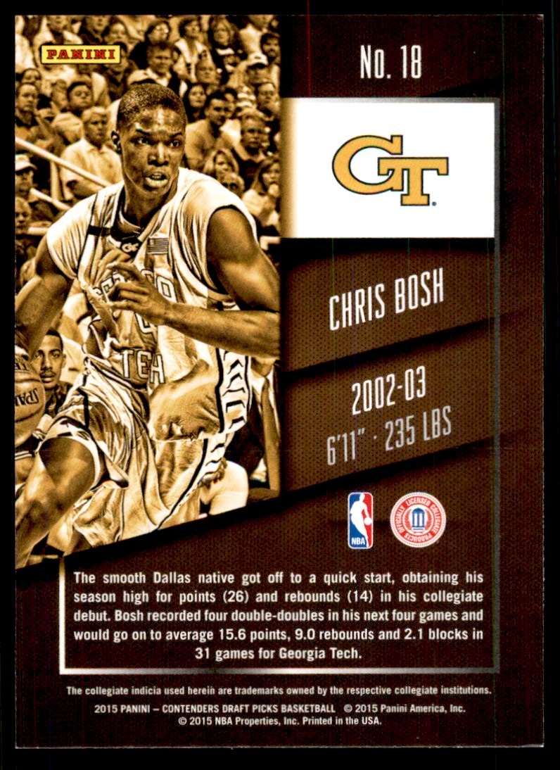 Back Chris Bosh Draft Year 2015-16 Panini Contenders Draft Chris