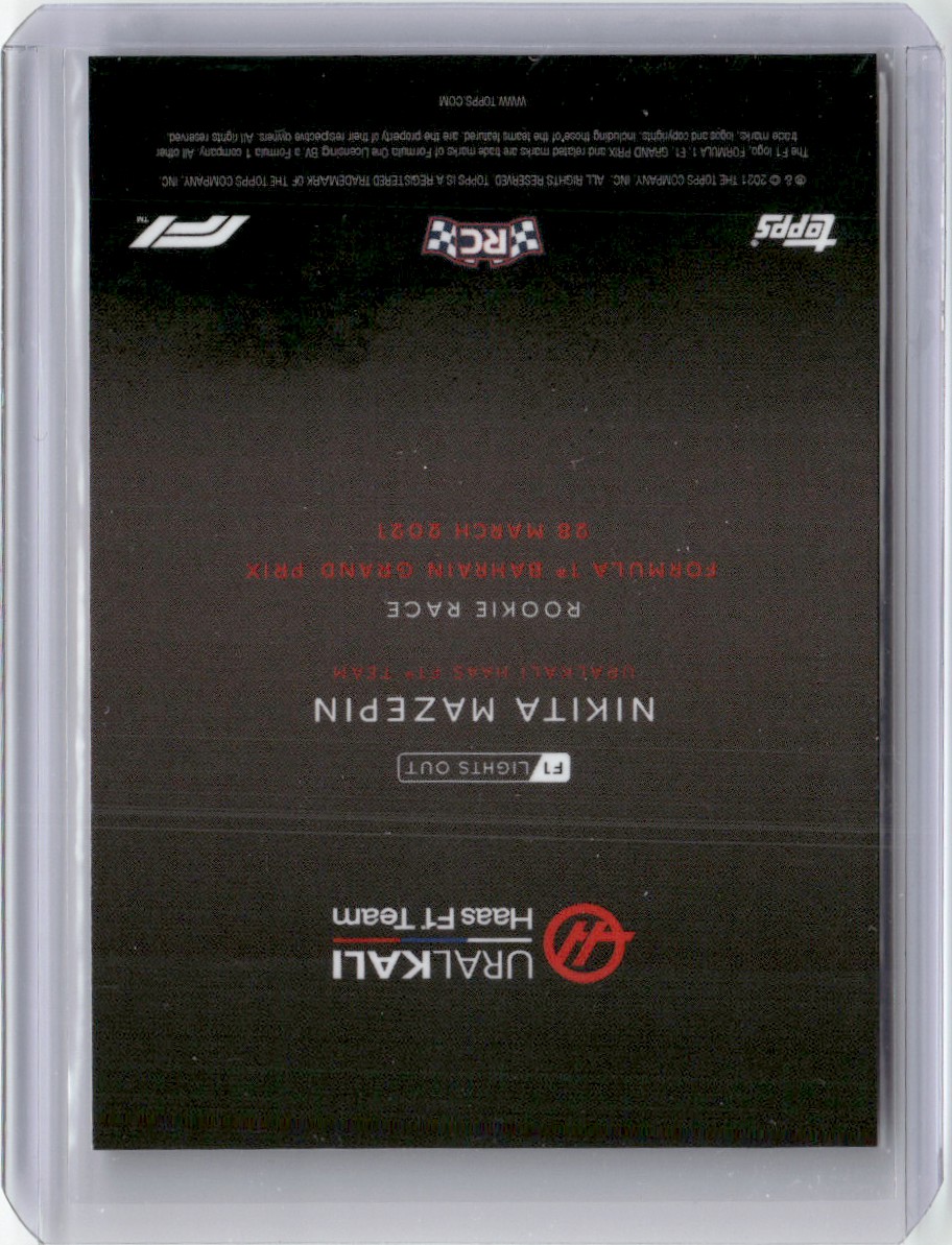 2021 Topps Formula 1 Lights Out Nikita Mazepin #18 card back image