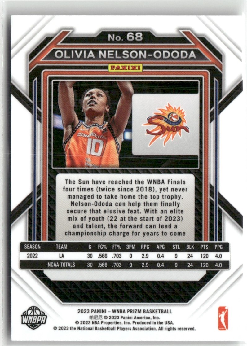 2023-24 Panini Prizm WNBA Olivia Nelson-Ododa Connecticut Sun #68