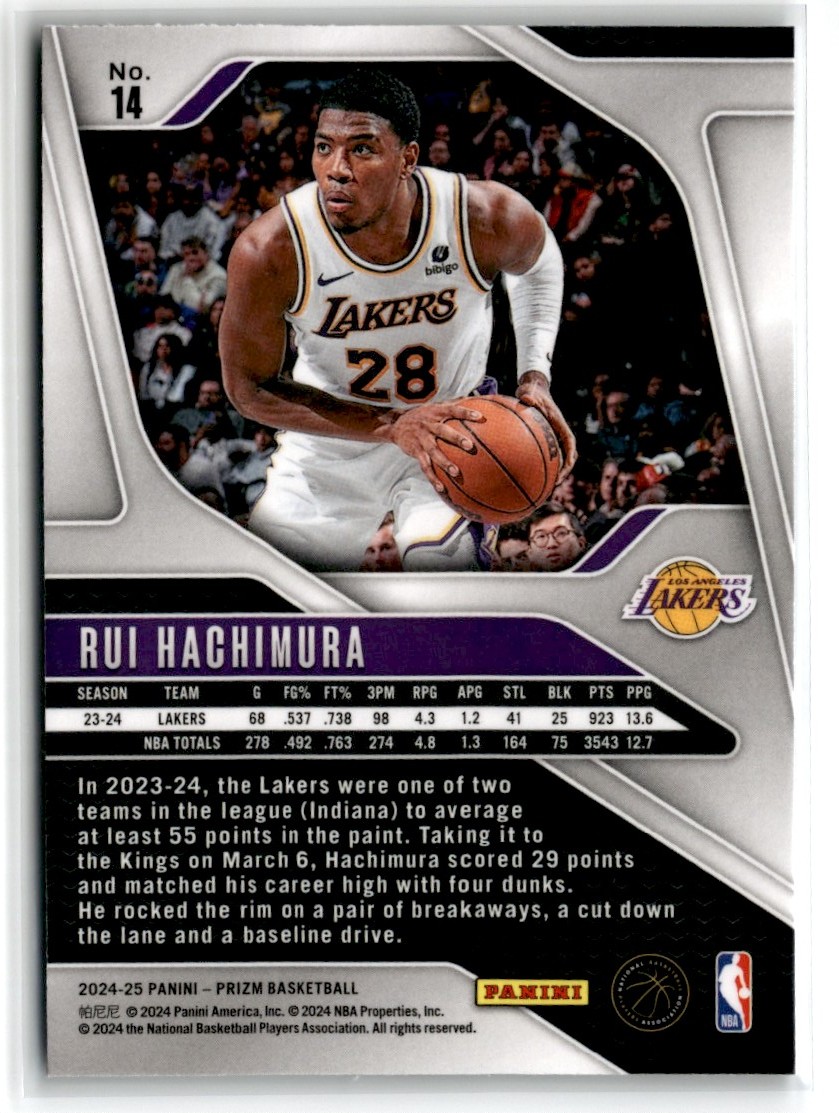 2024-25 Panini Prizm Rui Hachimura #14 Los Angeles Lakers | eBay