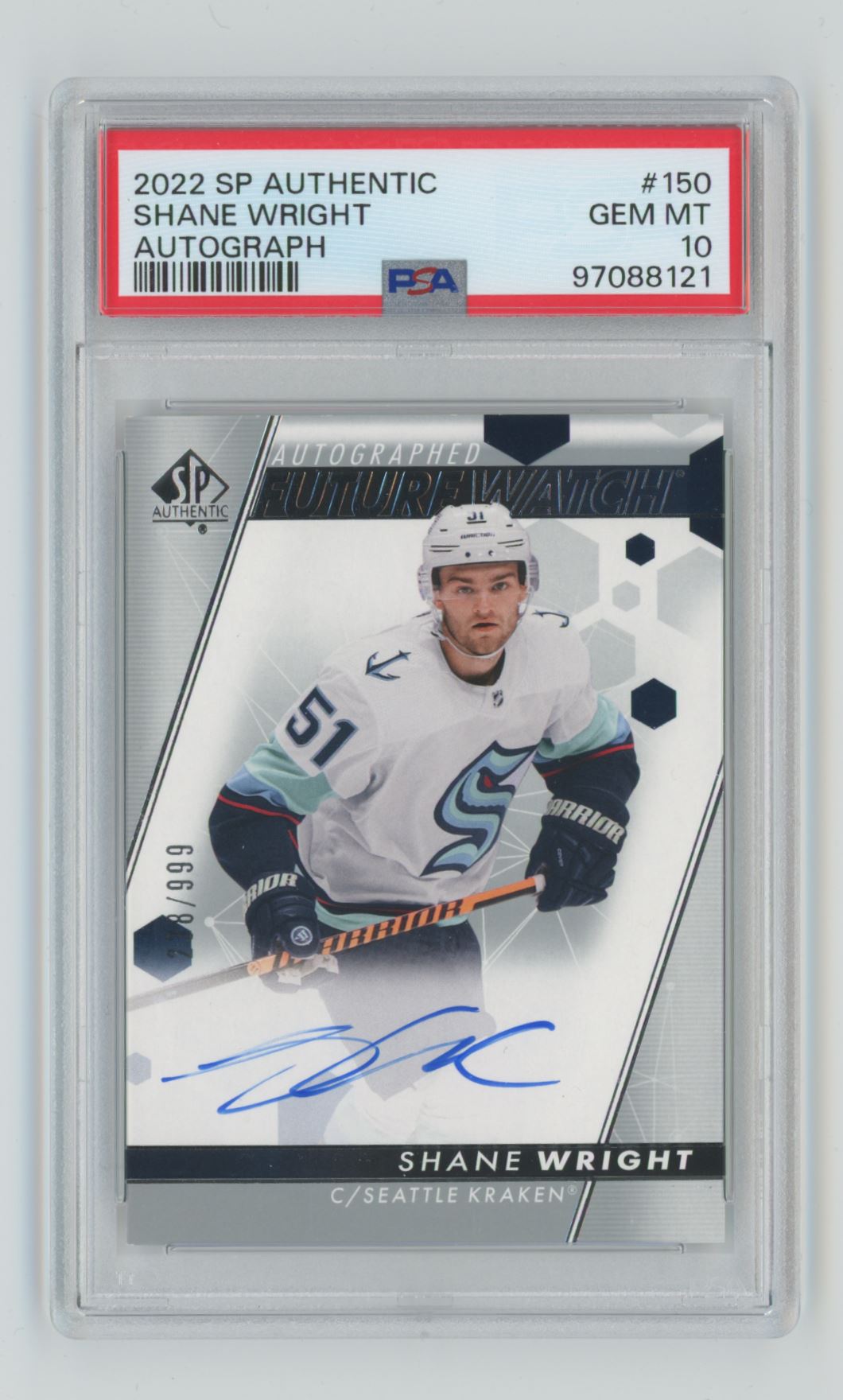 2022-23 SP Authentic Future Watch Auto Rookie Shane Wright RC Auto