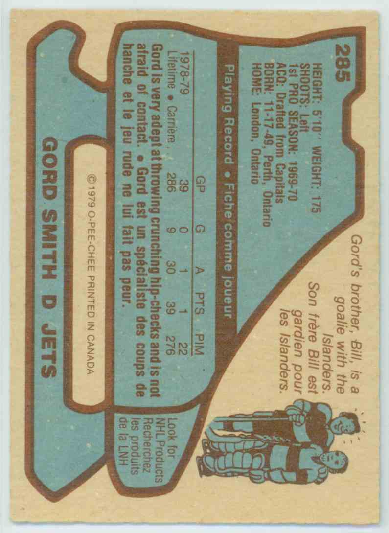 1979-80 O-Pee-Chee Gord Smith #285 card back image