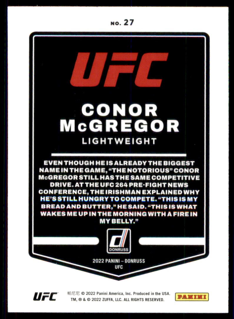 2022 Panini Donruss UFC Conor McGregor #27 card back image