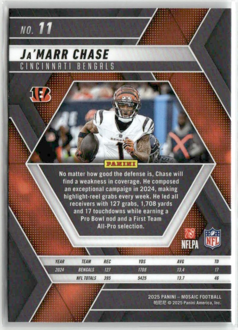 Ja'Marr Chase 2025 Panini Mosaic Cincinnati Bengals #11 | eBay