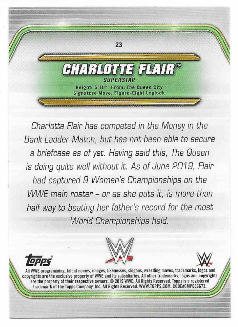 2019 Topps Wwe Money In Then Bank Charlotte Flair #23 card back image