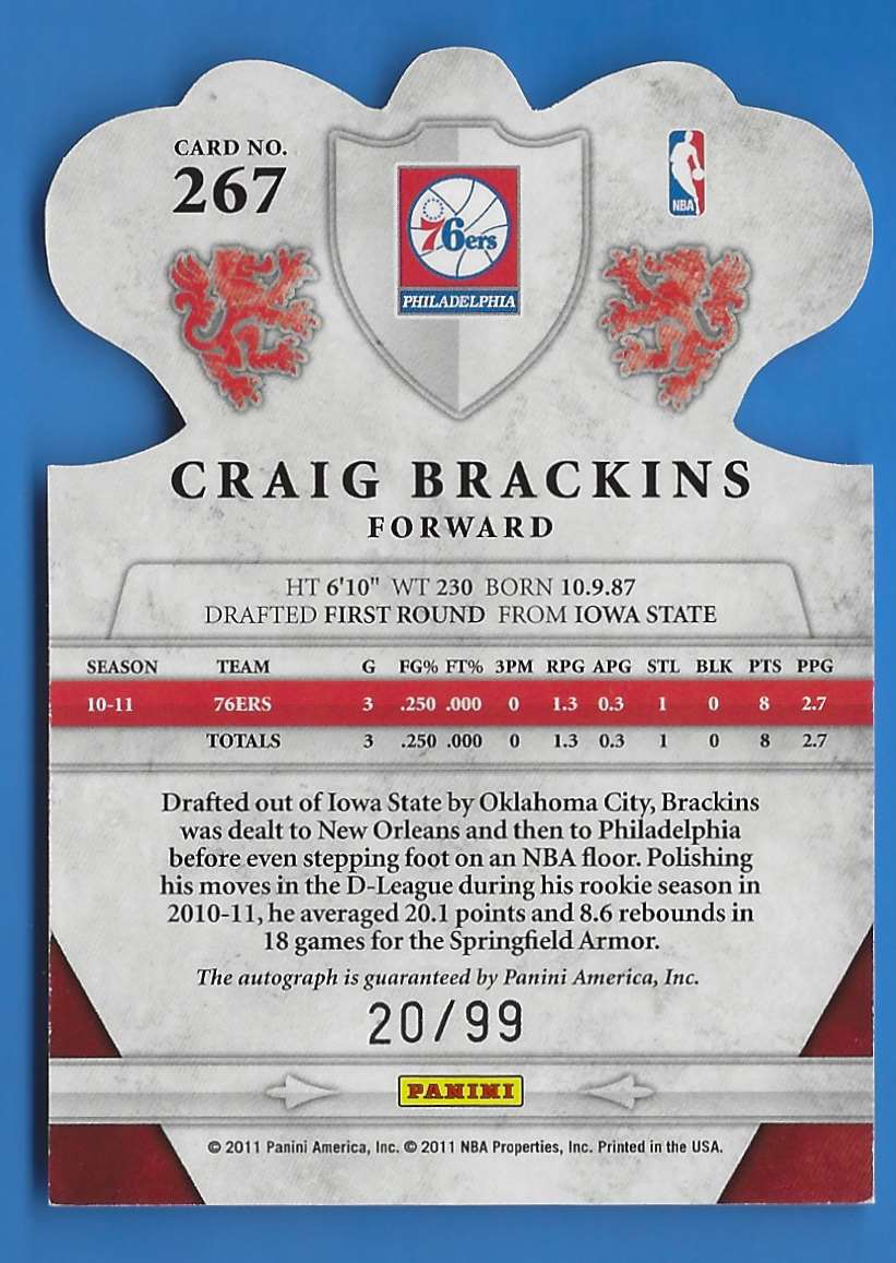 2011-12 Panini Preferred Craig Brackins #267 card back image