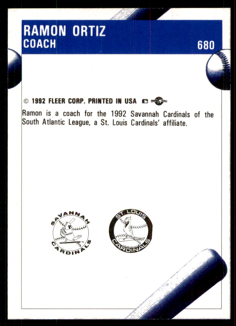 1992 Fleer ProCards Ramon Ortiz Savannah Cardinals #680 | eBay
