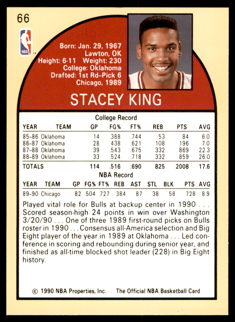 1990-91 NBA Hoops Stacey King Rookie . Chicago Bulls #66 | eBay