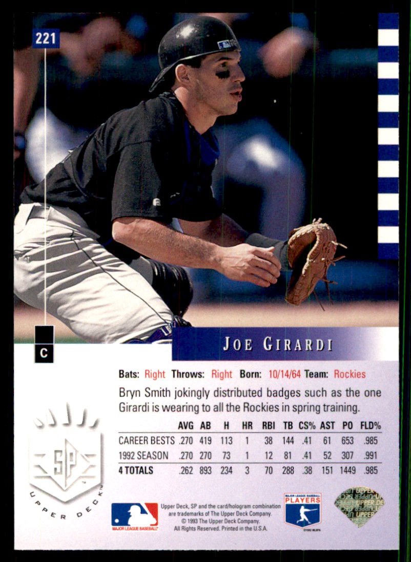 acgカード　　R013 1993 SP Joe Girardi Colorado Rockies #221 | eBay