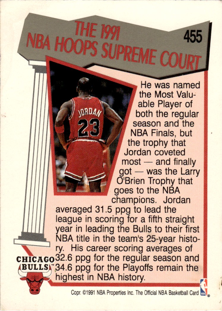 1991-92 nba hoops michael Jordan #455 card back image