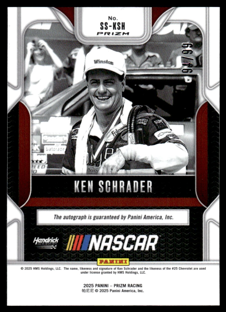 2025 Prizm Nascar Sensational Sigs Red Ken Schrader Auto 94/99 #SS