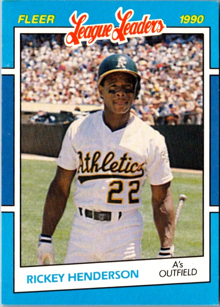 1990 Fleer League Leaders Rickey Henderson #18