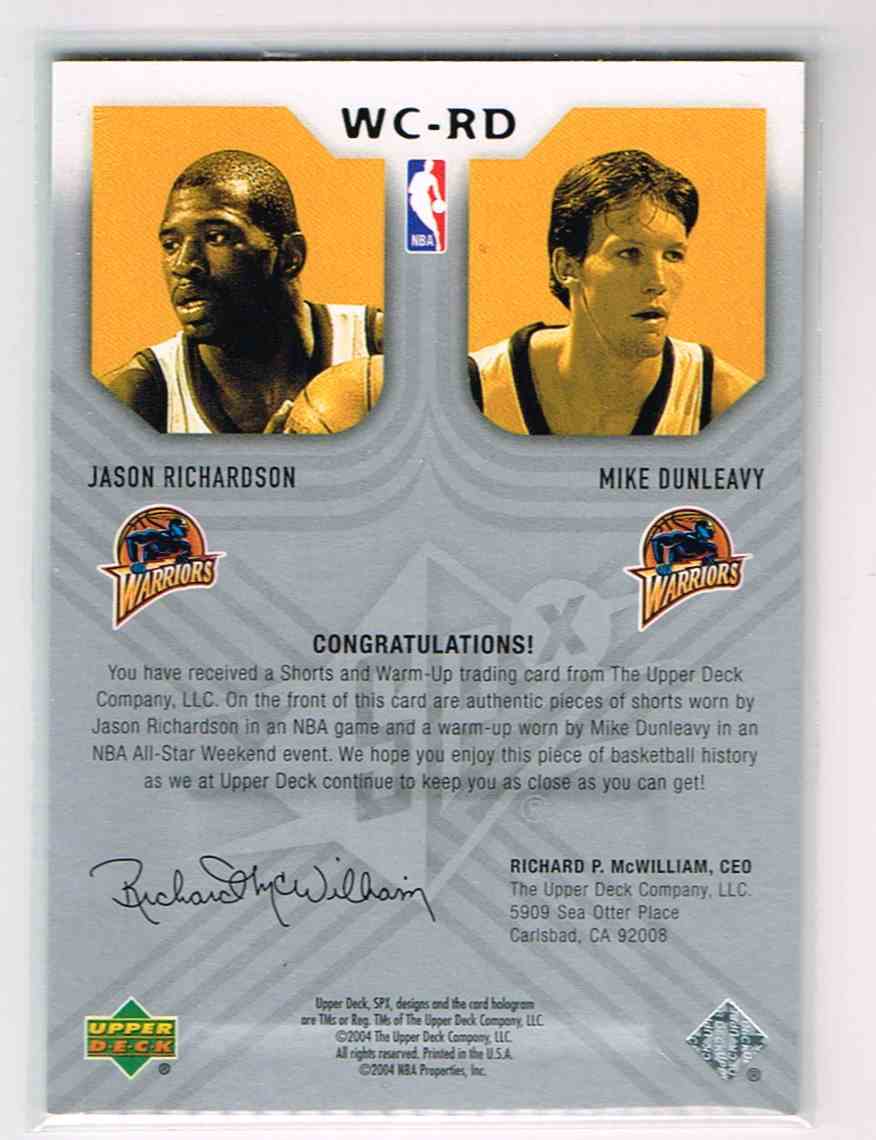 2004-05 SPx Jason Richardson Mike Dunleavy #WC-RD card back image