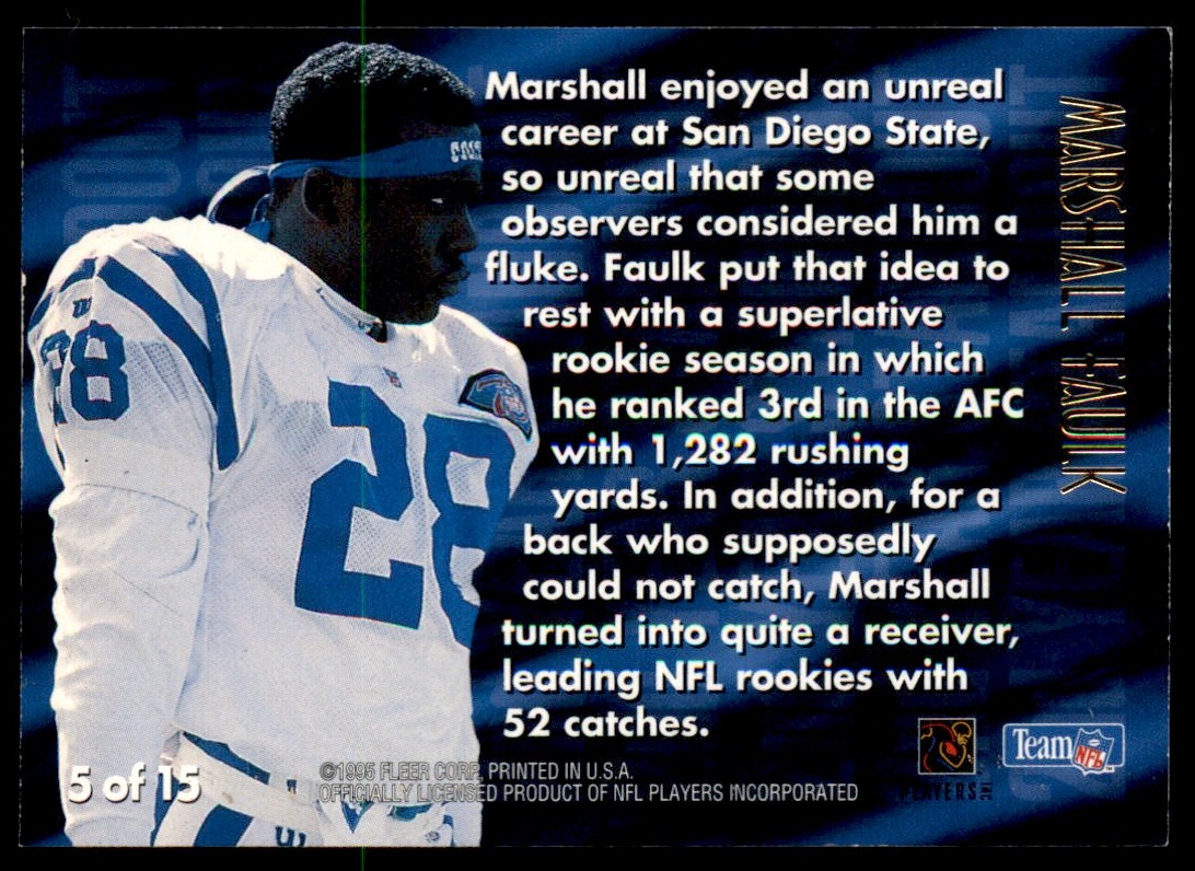 1996 Ultra 2nd year Stand Out Marshall Faulk #5 card back image