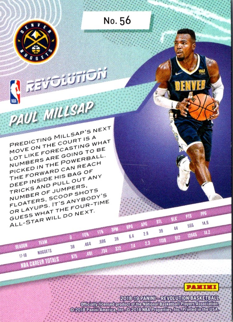2018-19 Panini Revolution Chinese New Year Paul Millsap #56 card back image