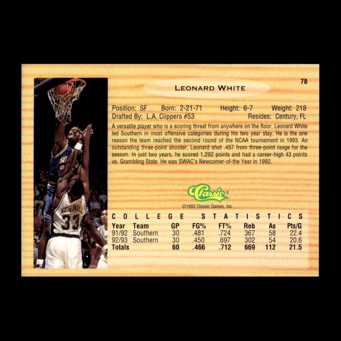 Leonard White 1993-94 Classic Southern Jaguars/Los Angeles