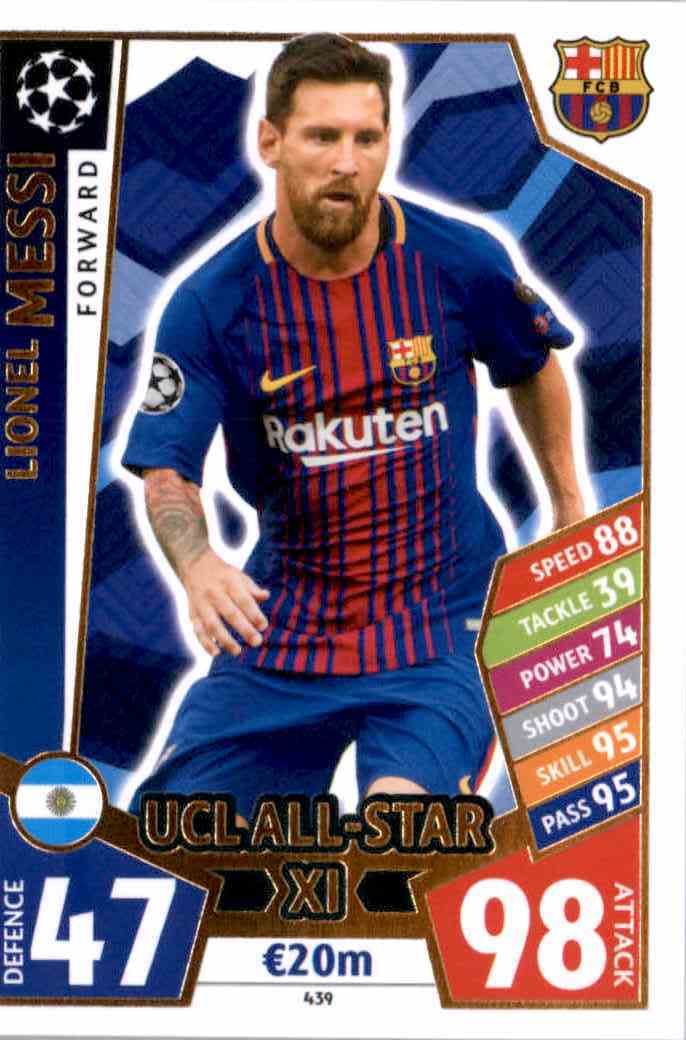 2017 Match Attax Champions League 100 All-Star X I Leo Messi #439 on