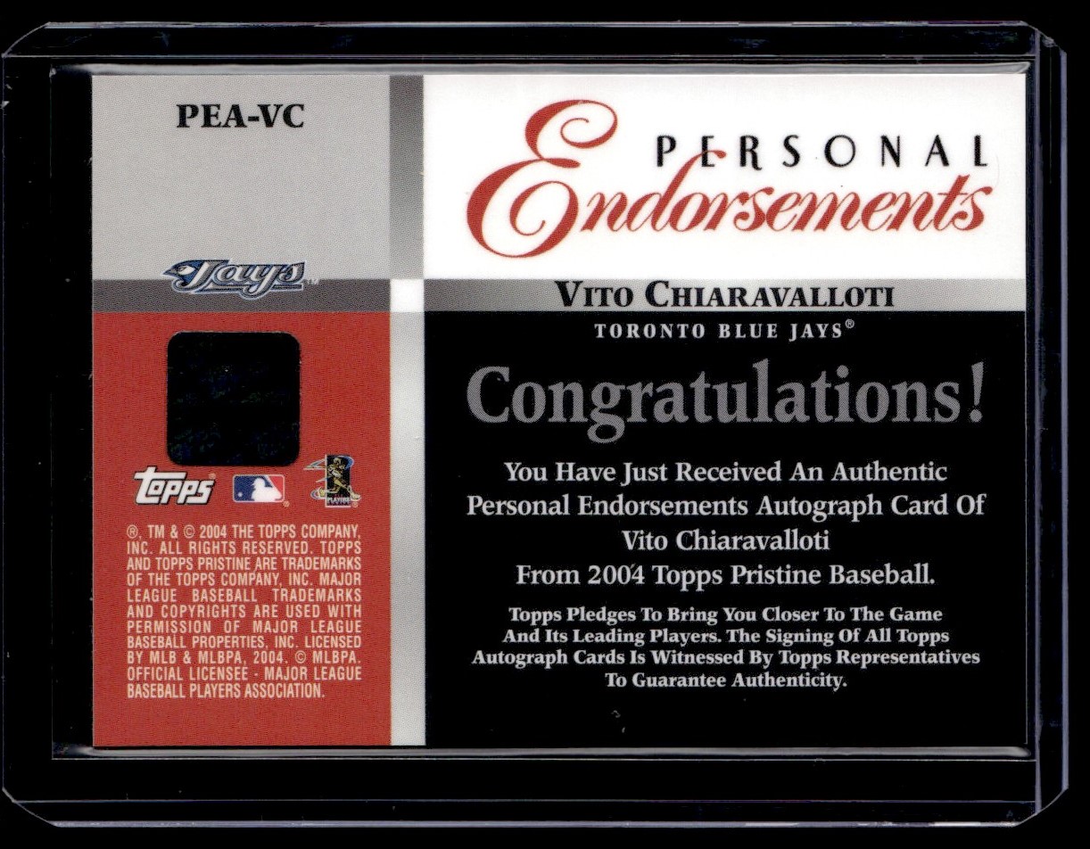 2004 Topps Pristine Personal Endorsements Vito Chiaravalloti #PEA-VC card back image