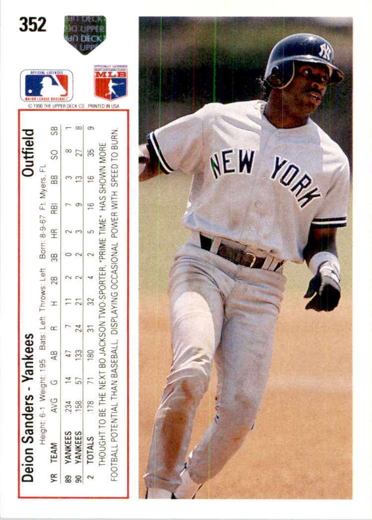 1991 Upper Deck Deion Sanders #352 card back image