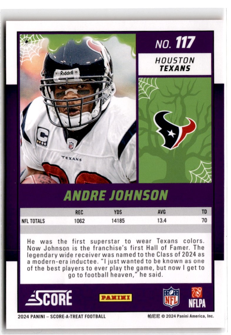 2024 Score-a-Treat Orange Pumpkin Andre Johnson #117 card back image