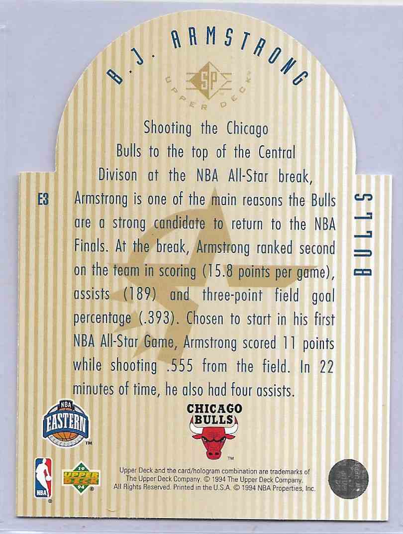 1994-95 Upper Beck Se All Star Die Cuts B.J. Armsthong #E3 card back image