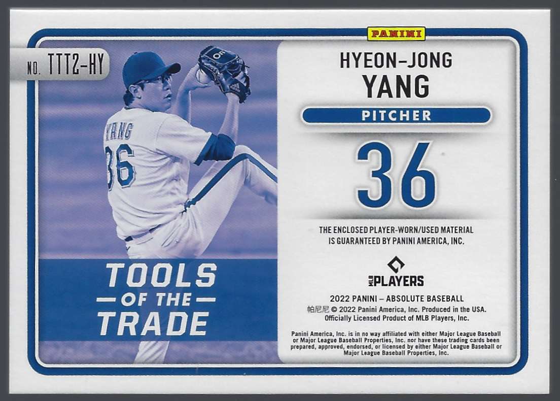 2022 Absolute Tools of the Trade 2 Swatch Hyeon-Jong Yang #TTT2HY card back image