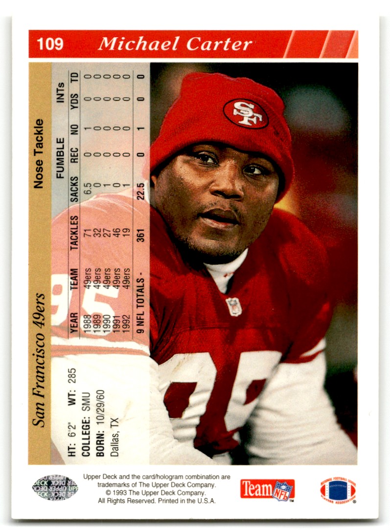 1993 Upper Deck Michael Carter San Francisco 49ers #109 | eBay