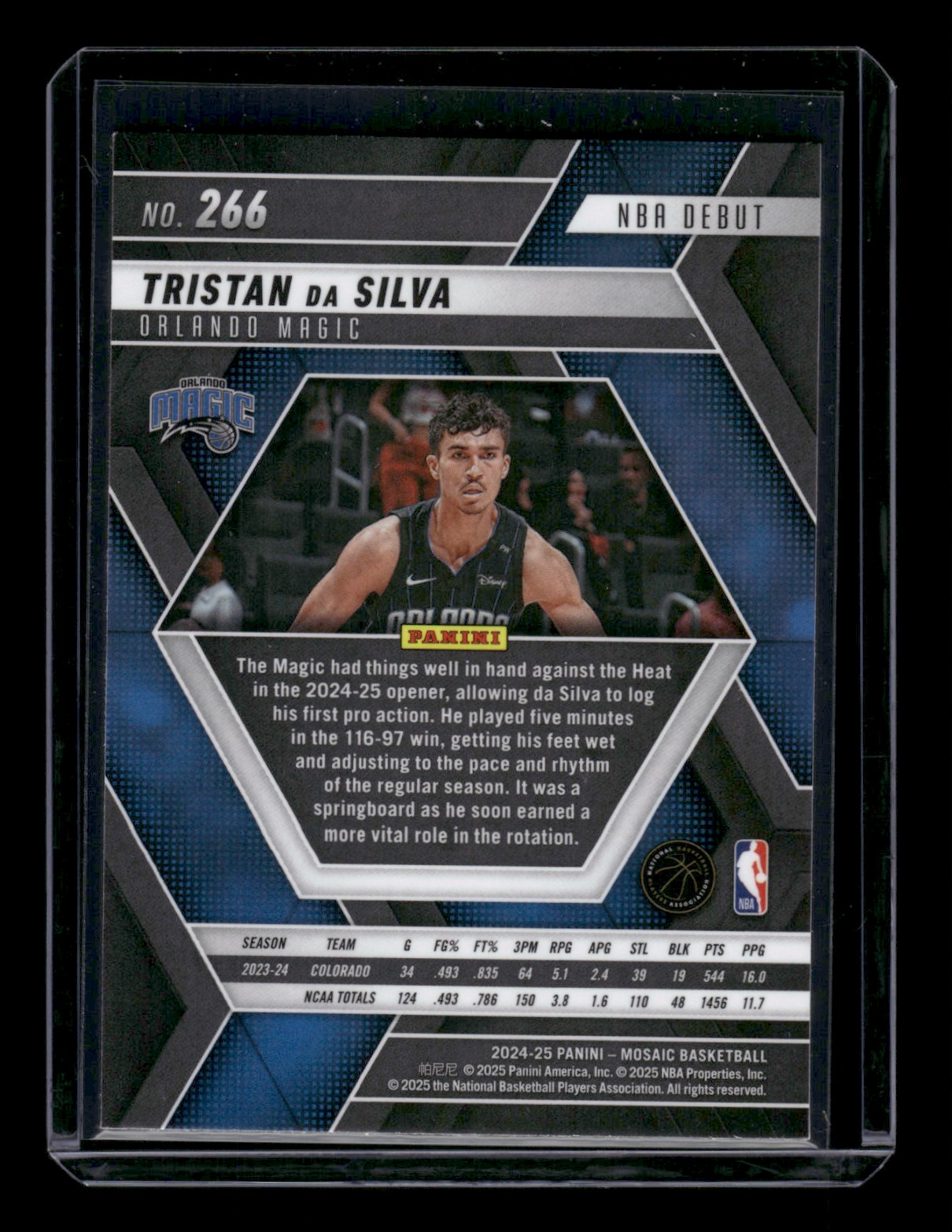 2024-25 Panini Mosaic Tristan da Silva #266 card back image