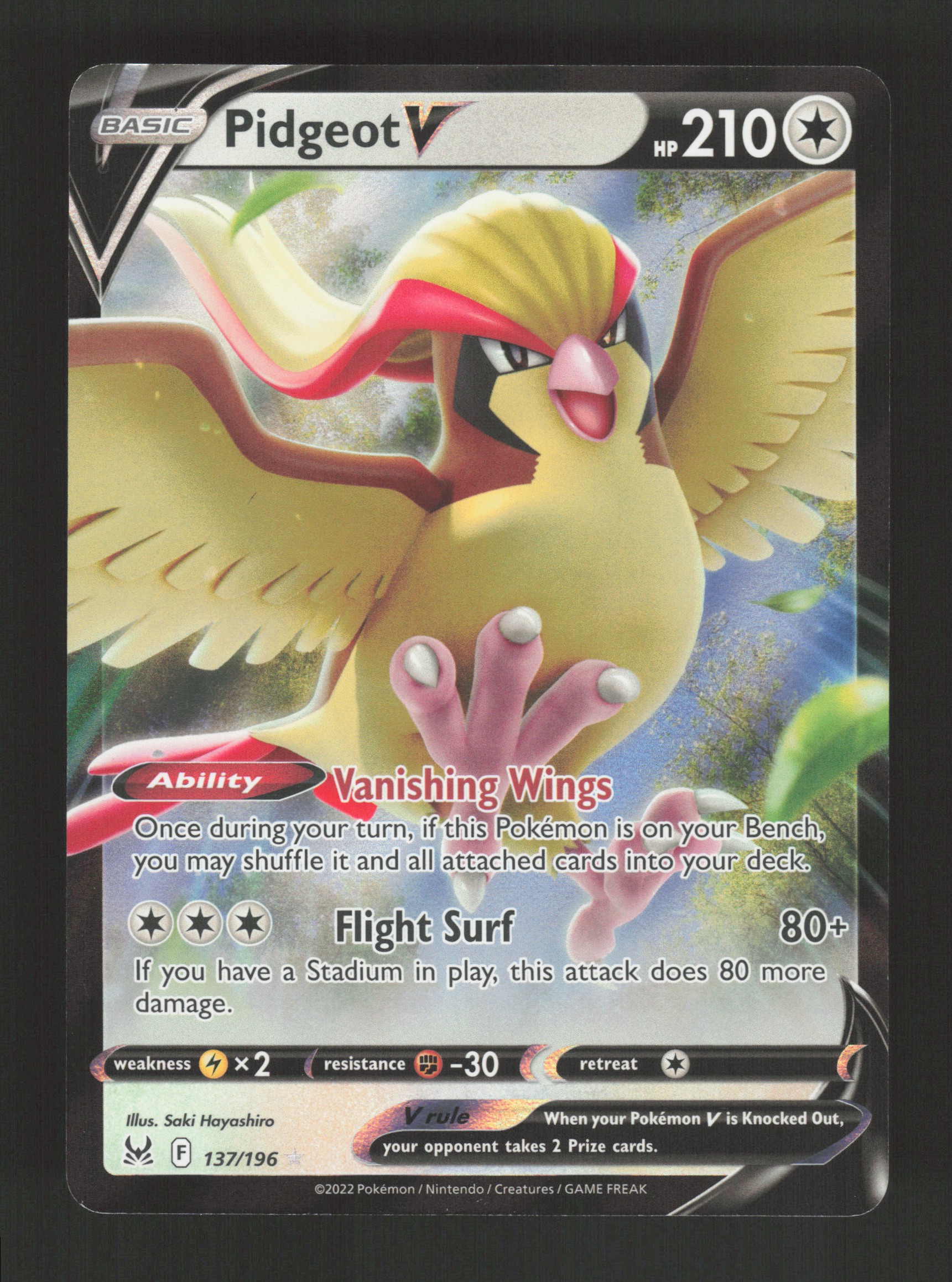 2022 Pokemon Card Pidgeot V 137/196 Ultra Rare Lost Origin | eBay