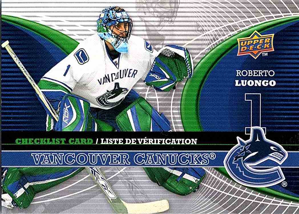 2008-09 McDonald's Upper Deck Canadian Goalie Checklist Roberto Luongo #CL-VAN
