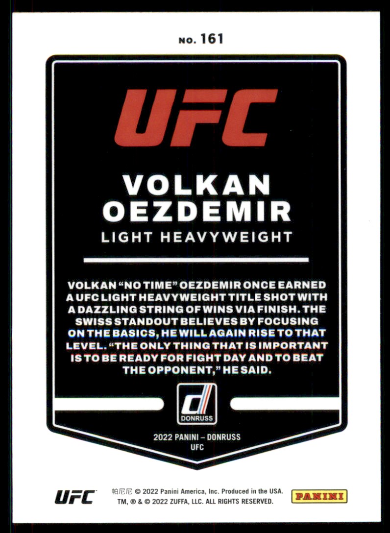 2022 Panini Donruss UFC Volkan Oezdemir #161 card back image